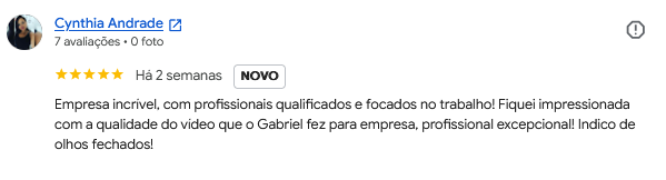 Avaliação de cliente no Google